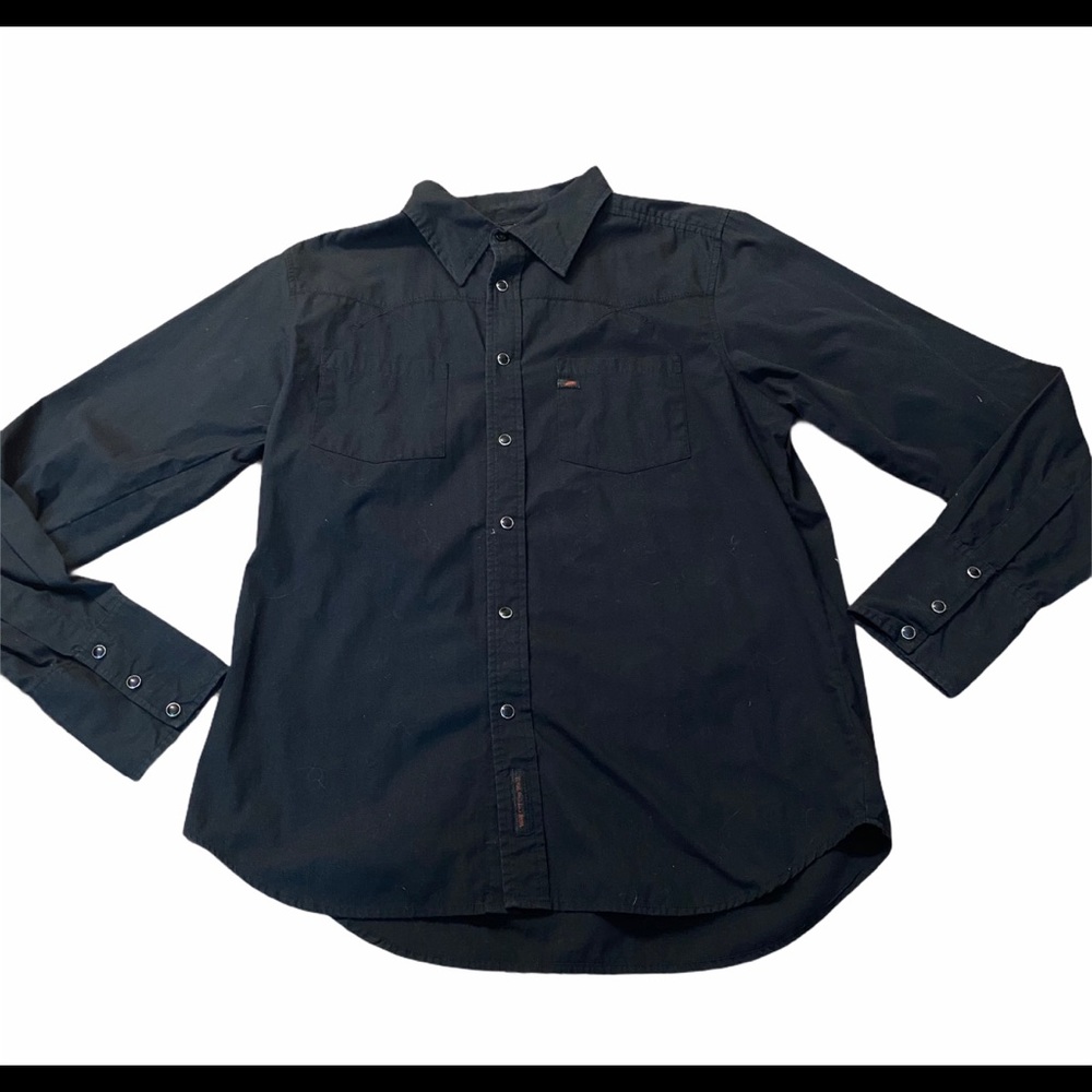 VANS off the Wall Men’s Button Down Black Shirt, M